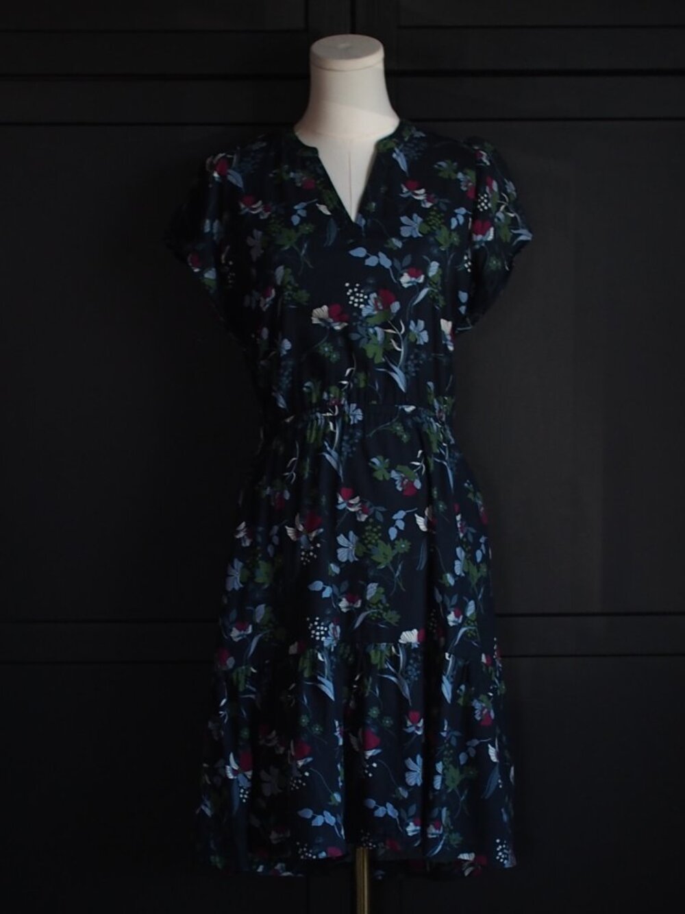 Denver Hayes | Cotton Blend Short Sleeve Midi Print Dress